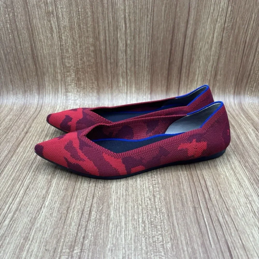 Rothy's The Point II Pattern‎ Red Camo Limited Edition Flats Shoes Womens Sz 8.5